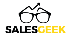 Image of a pair of glasses with the word SalesGeek in black and yellow text underneath